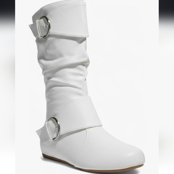 unknown Shoes - Elegant White Buckle Slouchy Boots
